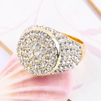 luxury cubic glass filledia rings for women wedding party gold color glass filled chunky finger ring charm jewelry band gift