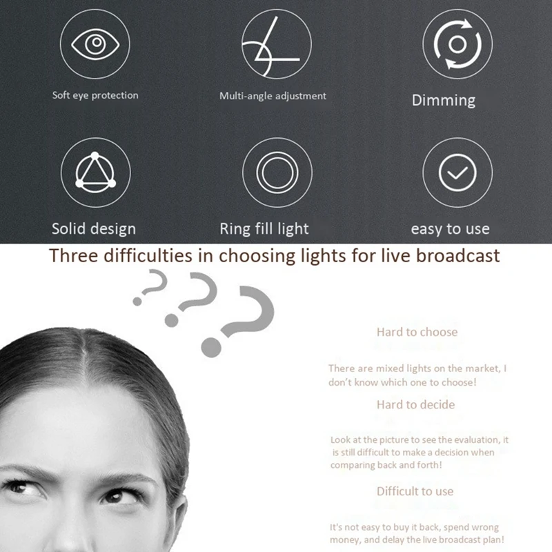 

Photo LED Selfie Ring Fill Light 10Inch Dimmable Camera Phone 26CM Ring Lamp for Makeup Video Live Studio