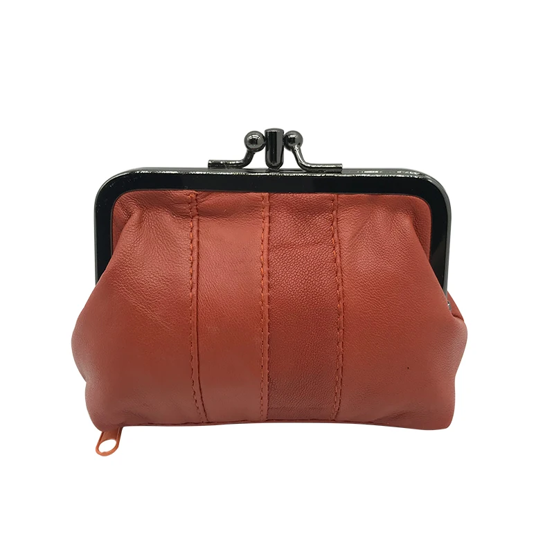 NICOLE& CO, кошелек для монет из натуральной кожи, кошелек из овечьей кожи для девочек, кошелек на металлической застежке, держатель для карт, кошелек на молнии, маленькая сумка, Новинка - Цвет: orange0540