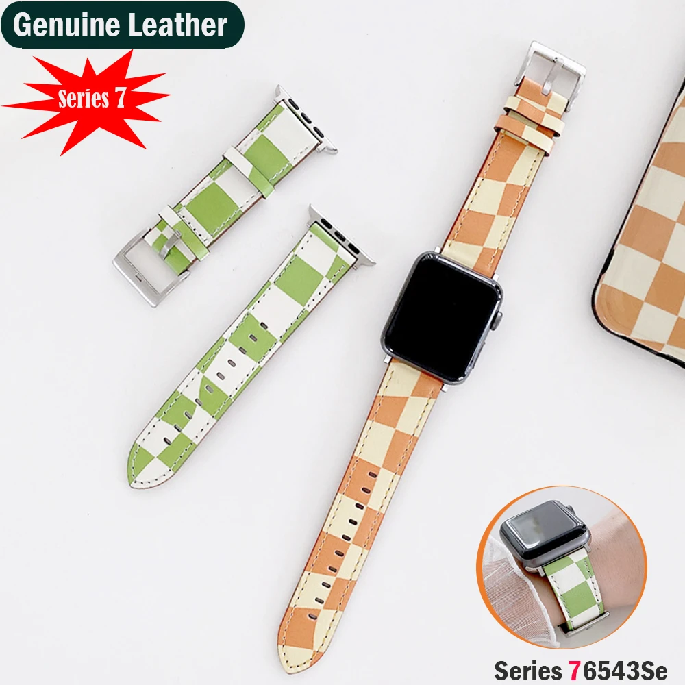 

Ремешок из натуральной кожи для Apple watch band 41 мм 40 мм 42/38 мм, спортивный браслет для наручных часов, correa iWatch series 7 6 5 4 3 SE 44 мм/45 мм