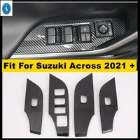 auto accessories door handle holder window lift button switch protector panel cover trim carbon fiber abs for suzuki across 2021