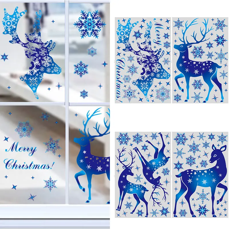 

Fashionable Elk Stickers Beautiful Snowflake Stickers Decorative Christmas Style Glass Stickers Vivid Christmas Decorations