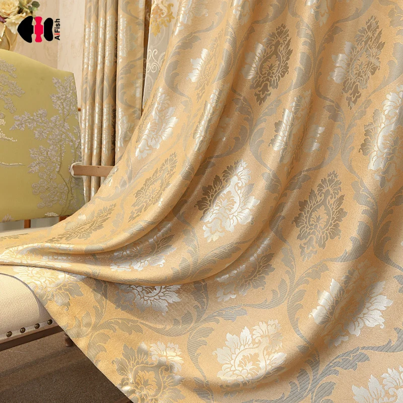 Роскошные европейские шторы для спальни виллы шелковые жаккардовые
