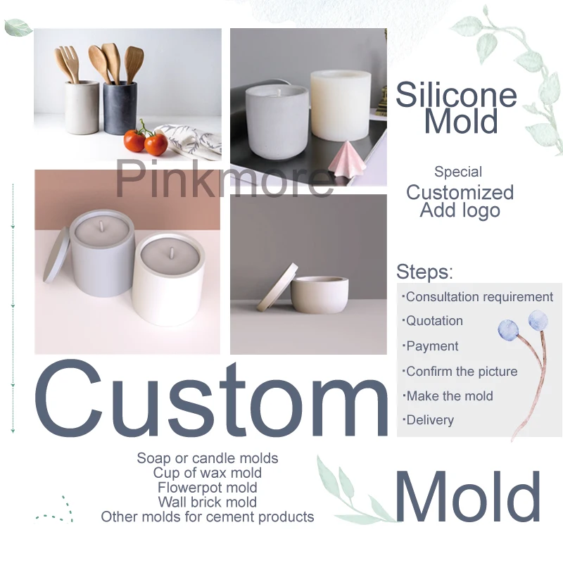 

CUSTOM MADE Silicone Molds With company LOGO Custom Candle mold Cement Candlestick Mold DIY Handmade Molds Special production