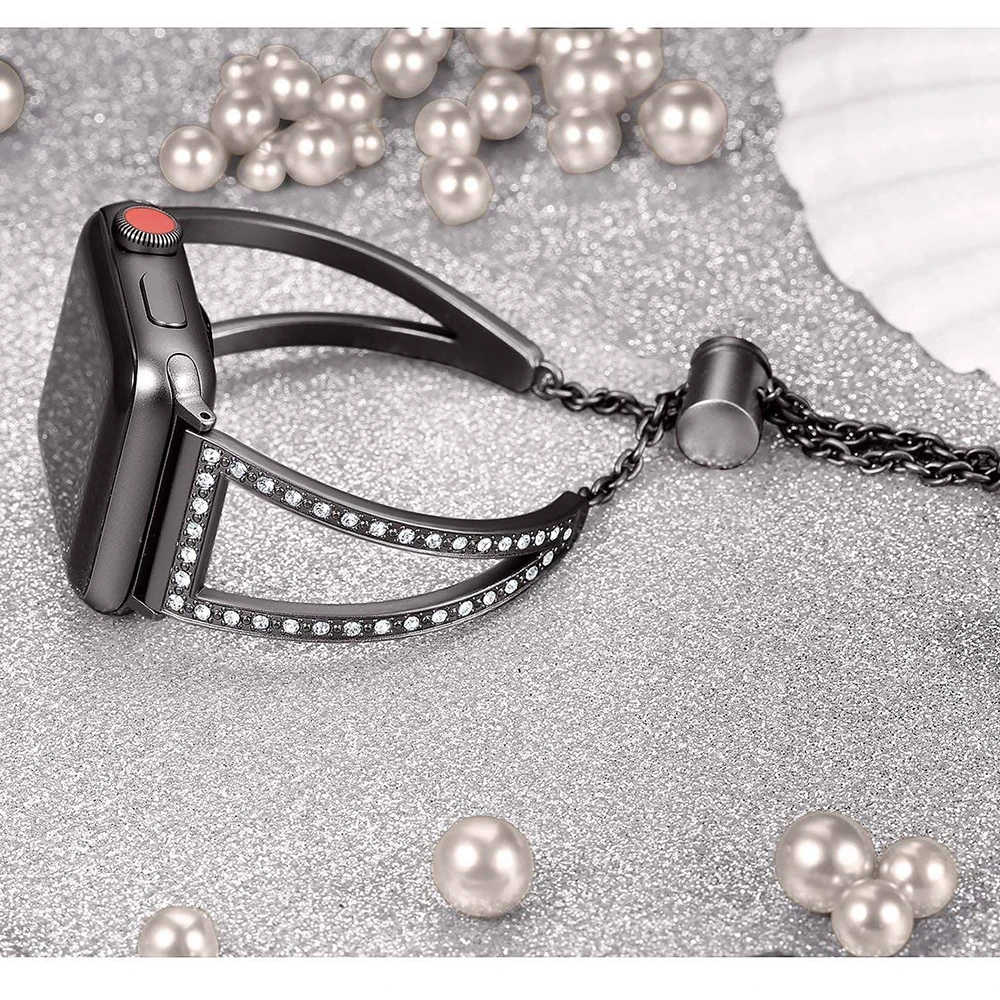 Women Diamond Strap For Apple Watch Band 42mm 38mm 40mm 44mm Bracelet Stainless Steel band For iWatch Series 7 SE 6 5 41MM 45MM