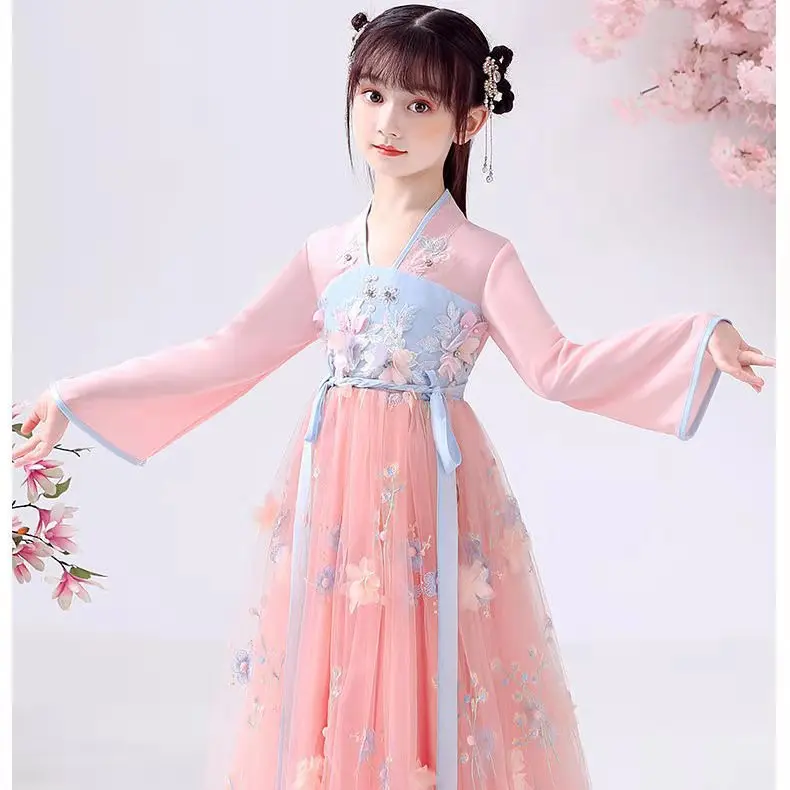 Традиционная китайская синяя детская одежда Hanfu для косплея детский