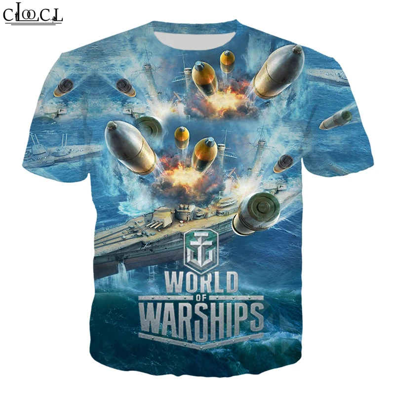 

2021 Summer Game World of Warship Men T Shirt 3D Printed Couples Short Sleeve T-Shirts Harajuku Style Streetwear Tops