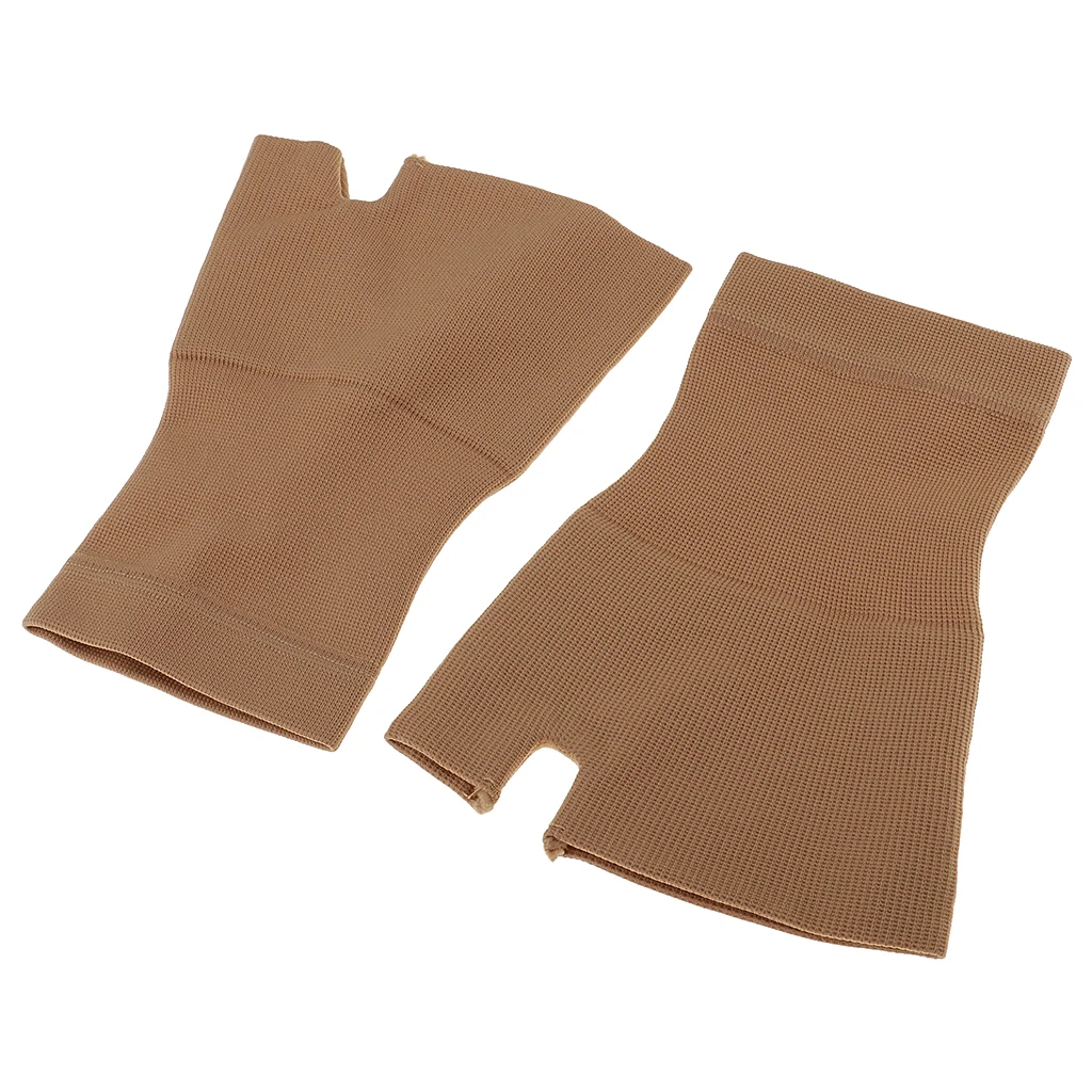 

2 Pairs Elastic Thumb Hand Wrist Support Arthritis Compression Glove Hand Wrist Brace Support, Black and Brown
