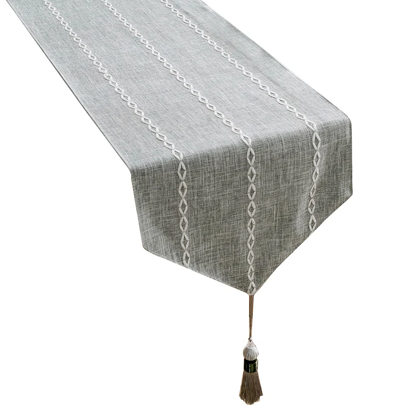 Двухуровневая скатерть из хлопка и льна с кисточками для свадебного обеденного