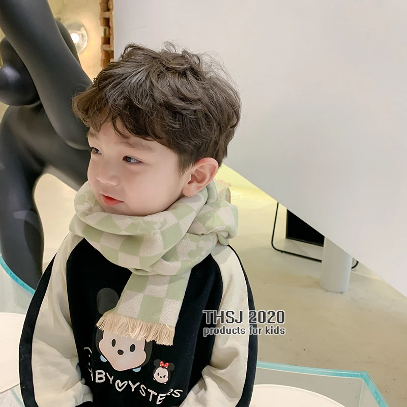 Роскошный детский шарф Disney шали ретро милый клетчатый зимний из искусственного