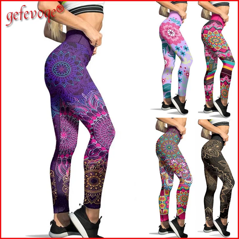 

Sport Leggings Women 2021 Workout Fitness Joggers Running High Waist Skinny Trousers Female Gym Tights Stretch Print Long Pants
