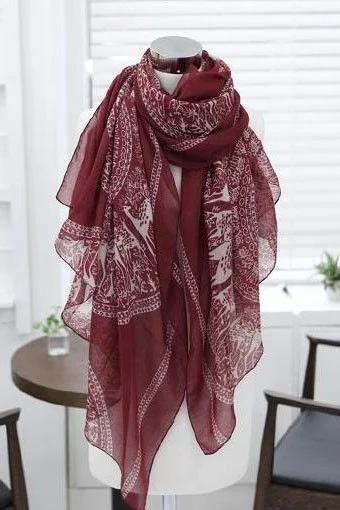 Модные товары шаль шарф хлопковая вуаль шарфы с принтом винтажный для женщин