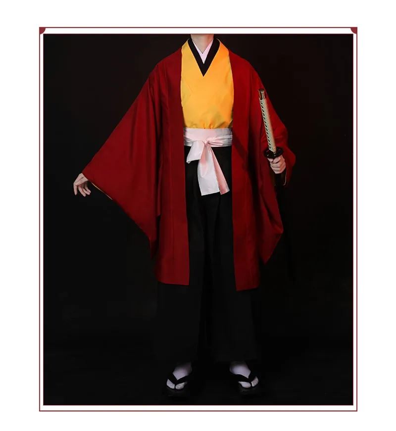 

Anime Demon Slayer : Kimetsu no Yaiba Tsugikuni Yoriichi Men Cosplay Costume Shirt + Belt + Coat + Pants