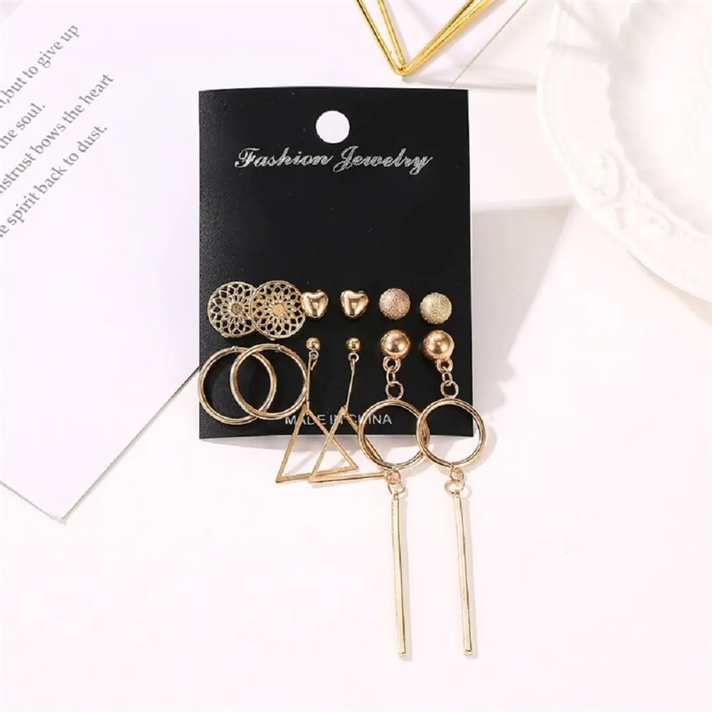 

Korean Tassel Crystal Stud Earrings For Women Long Dangle Hoop Earings Set Geometric Statement Earrings Fashion Jewelry