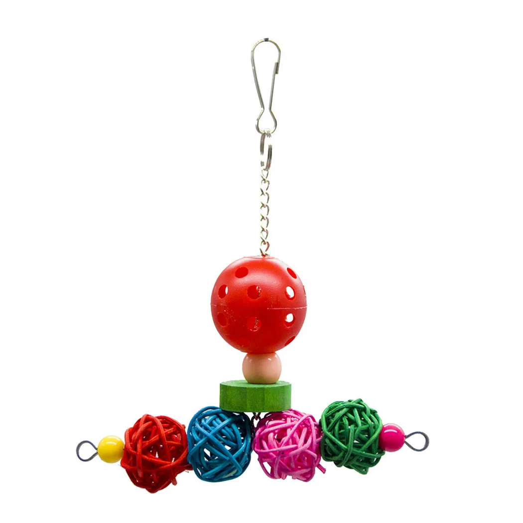 

1pc Fashion Bird Hanging Toy Interesting Colorful Rattan Balls Hollow Parrot Cage Toy Bird Chewing Toy Bird Supplies Multicolor