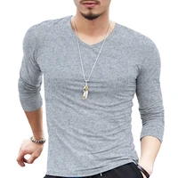 all matched sweat absorbing solid color v neck bottoming shirt male clothing