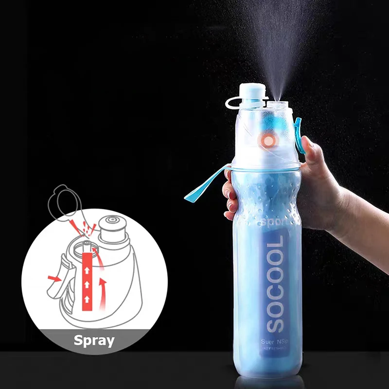 Велосипедная бутылка для воды 500 мл двухслойная с холодным распылением