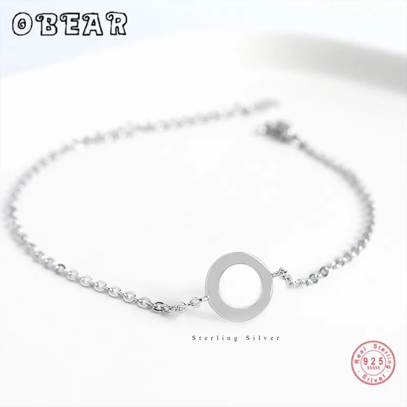 OBEAR 100% 925 Sterling Silver Gold Geometric Circle Bracelet for Women Fashion Simple Jewelry Gift | Украшения и аксессуары