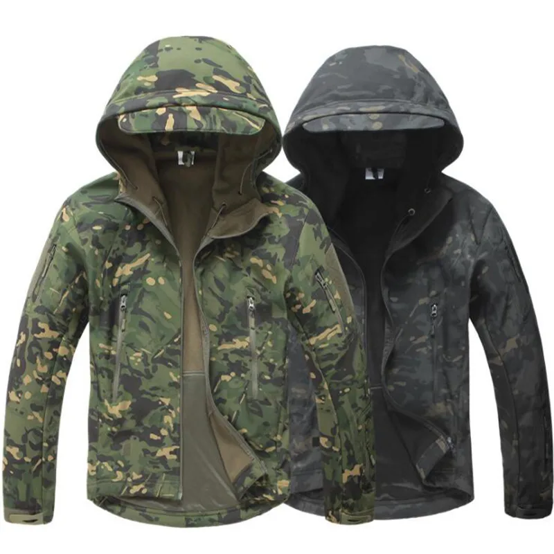 4XL походные куртки Акула кожа мягкая оболочка Военная Тактическая уличная куртка водонепроницаемая армейская флисовая одежда камуфляжная ветровка