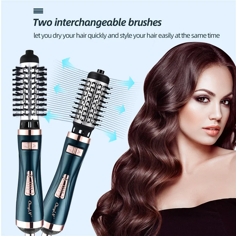 

CkeyiN Hair Dryer Brush 2 In 1 Hot Air Spin Brush Curling Straightening Styling Auto-Rotating Ionic Round Blow Dryer Volumizer
