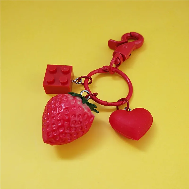 Милый клубничный красный сердце лук-брелок Подарочный Брелок для ключей женщин
