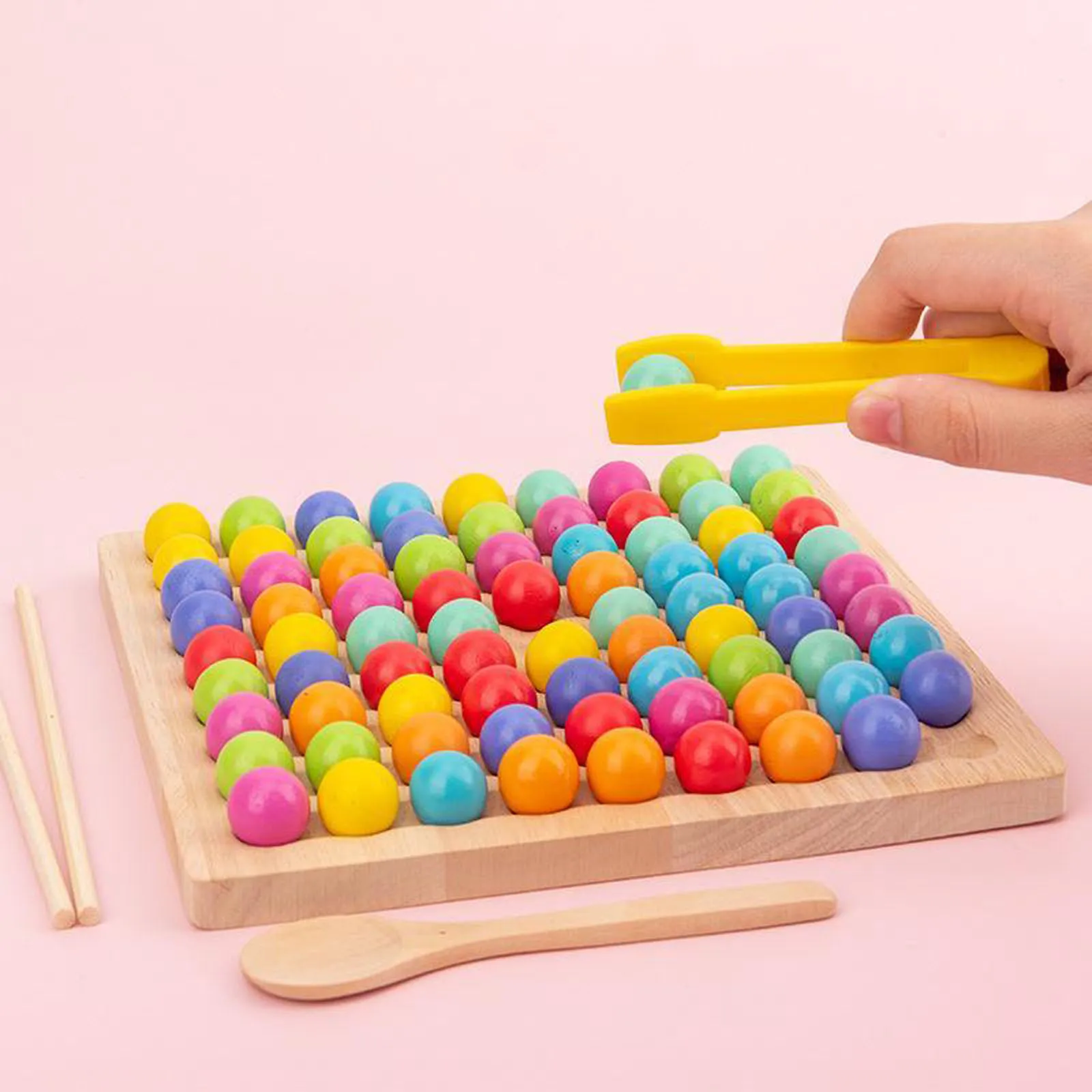 

Wooden Go Games Set Dots Beads Board Games Toy Rainbow Clip Beads Puzzle Children's Early Education Board Games Educational Toy#
