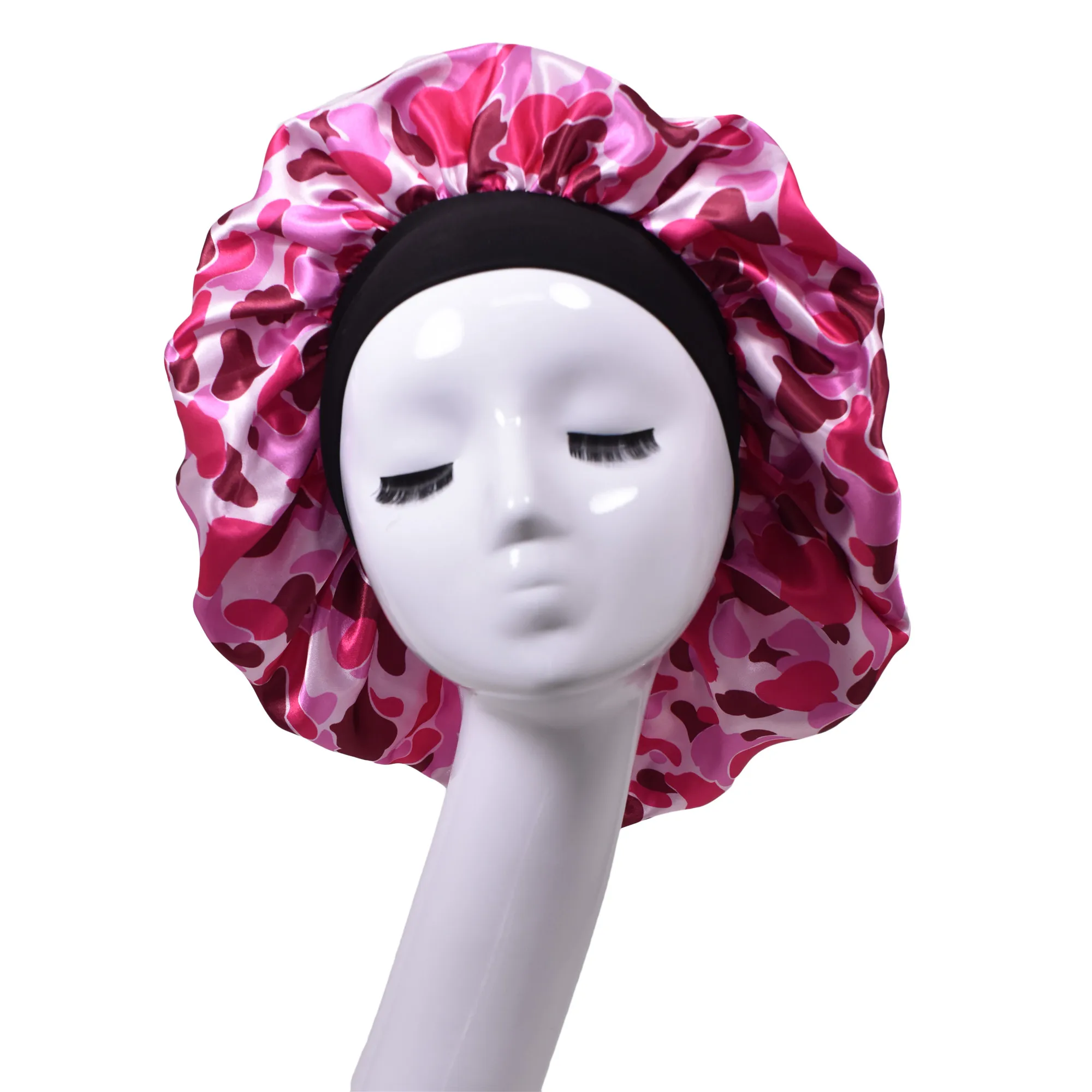 

Women Bonnets Adjustable Bonnet Nightcap Designer Bonnets And Durags Satin Novelty Unisex pink white heart blue free shipping