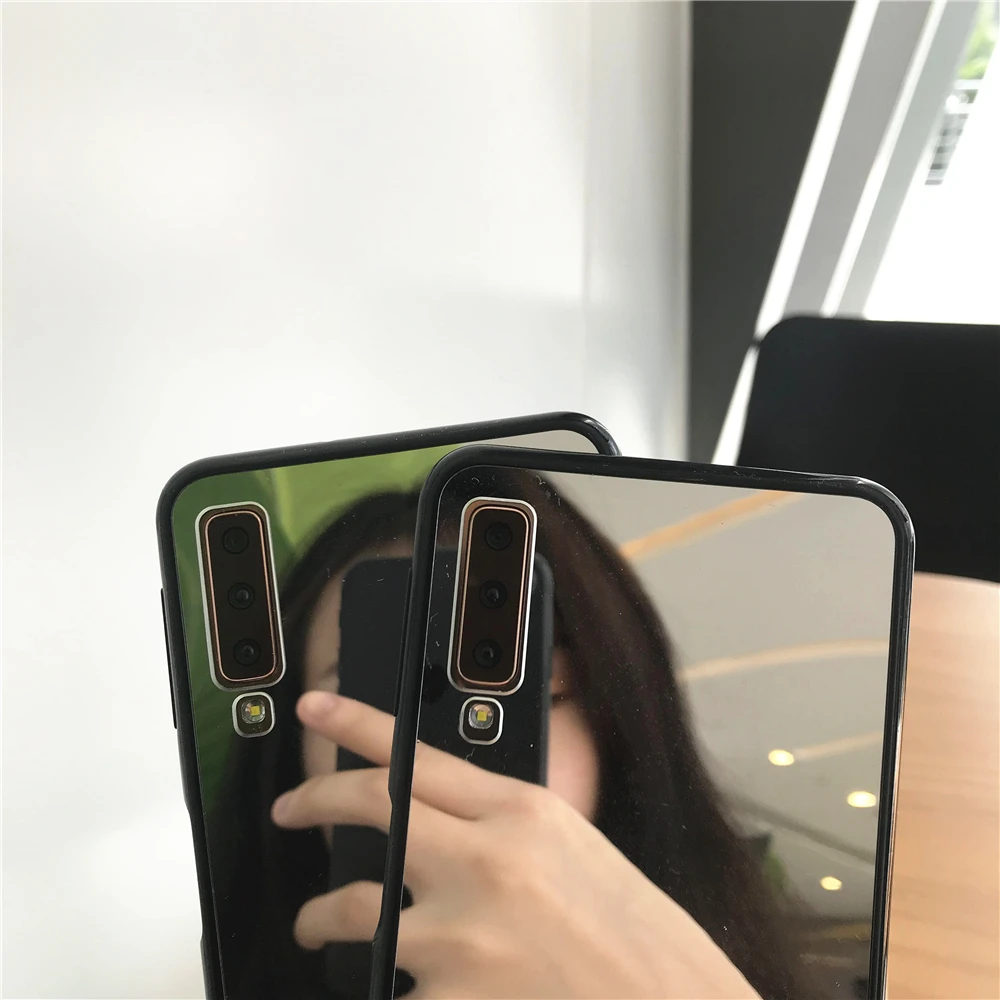 Black Bumper Mirror Plating Case For Samsung Galaxy A7 2018 Cover Silicone TPU Soft for J3 J5 J7 2016 J2 J4 J6 Prime |