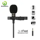 Петличный микрофон BassPal, всенаправленный конденсаторный микрофон для смартфонов iPhone, iPad, Mac, Android, микрофон с шумоподавлением