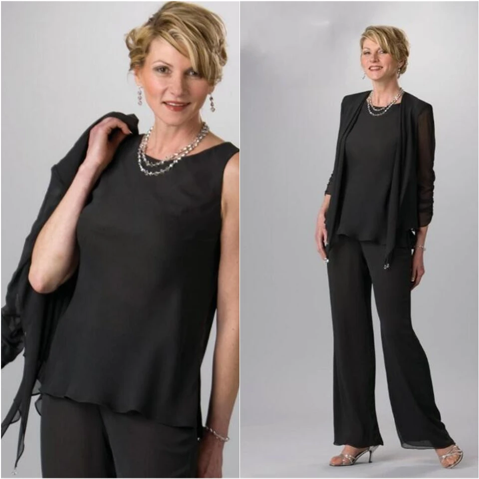 

Черные шифоновые блестящие женские строгие брюки, платье для выпусквечерние вечера, новая застежка-молния с курткой, три штуки