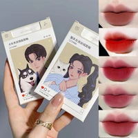 5pcsset lip glaze set painting series cigarette case non stick cup red matte lipstick gift moisturize lip makeup cosmetic tslm1
