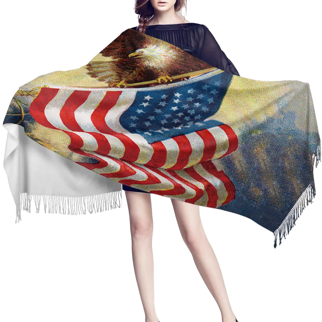 Женский зимний шарф американский флаг Орел мужские кашемировые шарфы для шеи