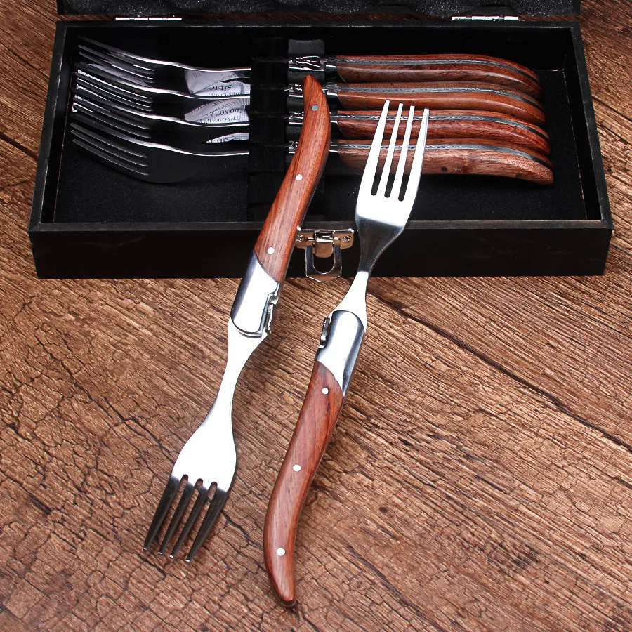 

Zero Waste Steak Fork Rosewood Handle Eco Friendly Products Cutlery Set Stainless Steel Western Fork Dinnerware Give Gifts