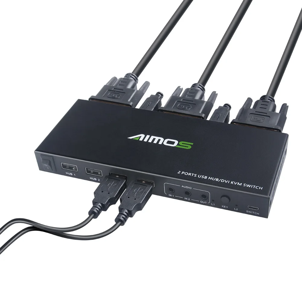 Адаптер DVI KVM 2*1 внешний выключатель DVI/USB поддержка HD 2K * 4K 2 узла совместное