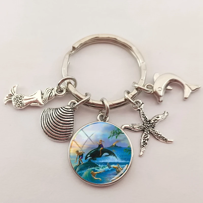 Брелок для ключей сделай сам с изображением дельфина голубого океана | Украшения