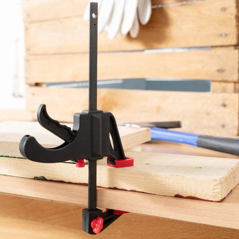 

6 Pcs Quick Grip Clamps, 4 Inch Ratchet Bar Clamps One Hand Quick-Release Bar Clamp Tools for Wood Fast Easy Clamping