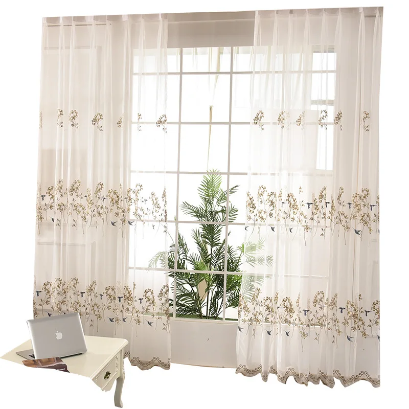 Bird Embroidered Tulle Curtains for Bedroom Room Chinese Elegant Swallow Lace Wave Bottom Balcony Window Tenda Drapes zh316D | Дом и сад