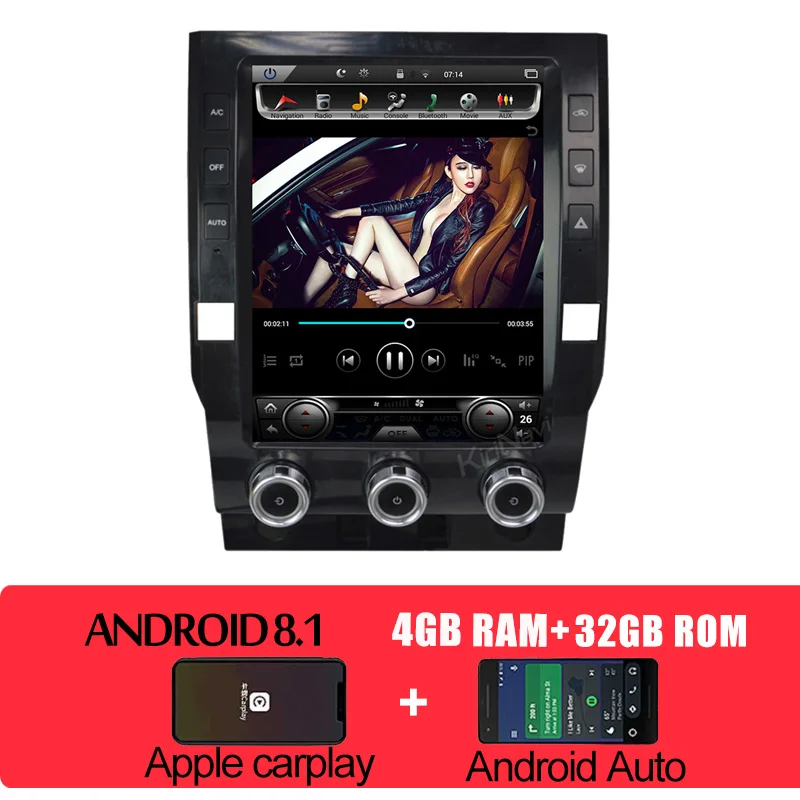 Android Car Radio KiriNavi вертикальный экран Tesla стиль 12," Android 8,1 автомобильный dvd-плеер для Toyota Tundra автомобильный Радио авто gps навигация - Цвет: Android Car Radio