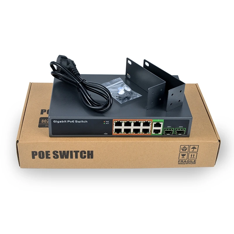 PSE1008GSR 10/100/1000 Мбит/с POE коммутатор 8 портов Poe + 2 Uplink 2SFP 150 Вт сетевой (штепсельная