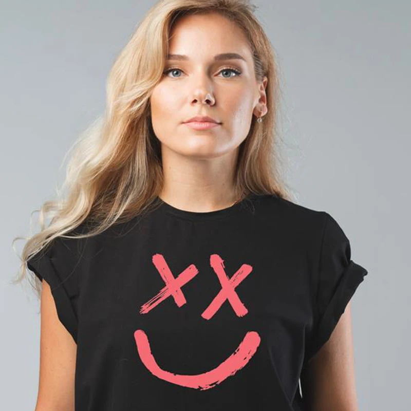 

Женская хлопковая Футболка с принтом, в стиле Харадзюку