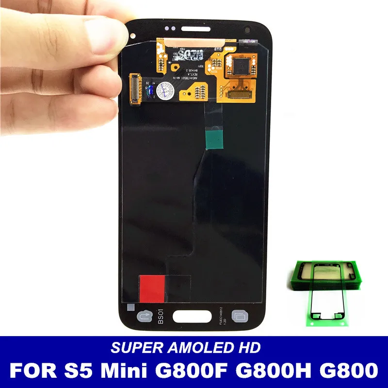 Tetsed Super AMOLED для samsung Galaxy S5 Mini G800 G800F G800H ЖК-дисплей+ кодирующий преобразователь сенсорного экрана в сборе-белый черный