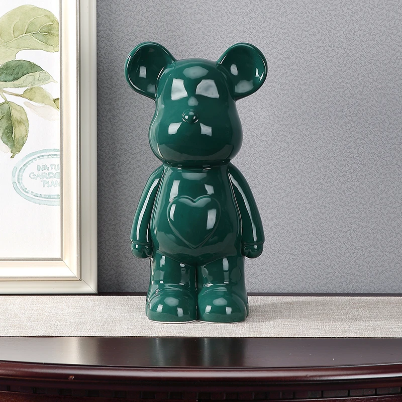 

Nordic Cute Electroplating Violent Bear Doll Ceramic Adornments Home Livingroom Furnishing Crafts Office Table Sculpture Decor