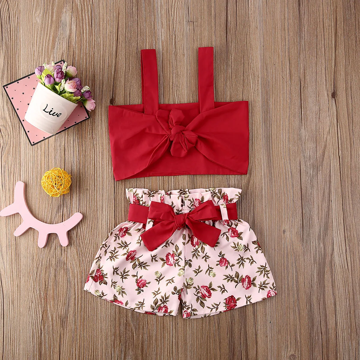 Комплект одежды Imcute для маленьких девочек из 2 предметов однотонный топ без