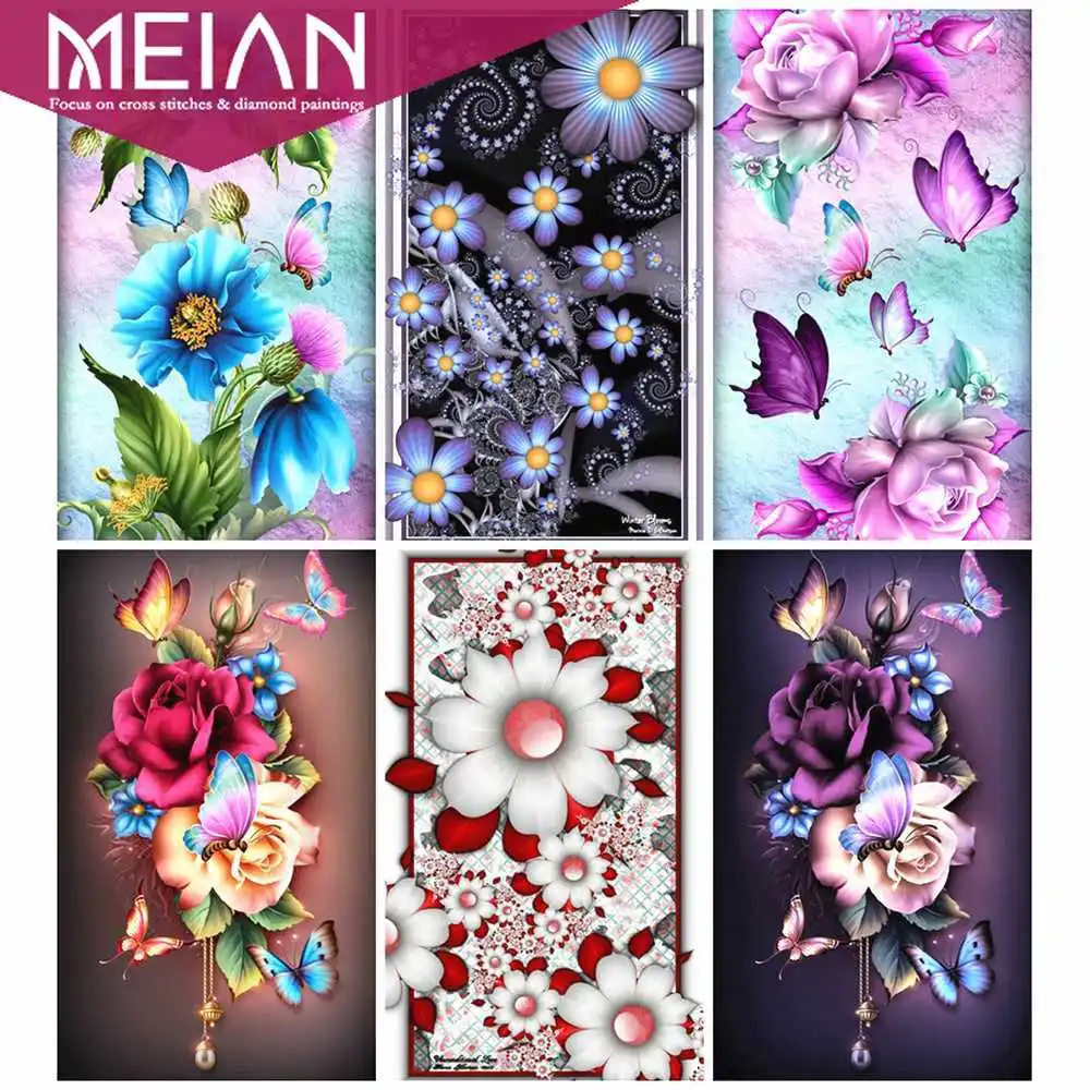 Алмазная мозаика Meian алмазная картина с цветами квадратные Стразы для домашнего