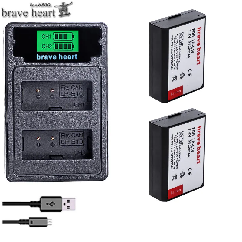 charger and 2battery 2xbatterie LP-E10 LPE10 LP E10 Камера Батарея акумуляторная батарея+ ЖК-дисплей Dual USB Зарядное устройство для Canon 1100D 1200D 1300D Rebel T3 T5 поцелуй X50 X70 - Цвет: charger and 2battery