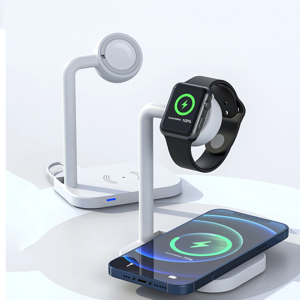 

15W 2 in1 Magnetic Wireless Charger Induction Fast Charging Station For Iphone 12 11 Mini Pro Max 8Plus Apple Watch Samsung