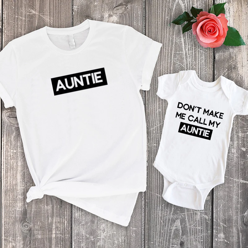 Don't Make Me Call My Auntie Shirt Mom and Daughter Matching Clothes 2020 Summer Aunt Baby Shower Gift Family Outfits | Мать и