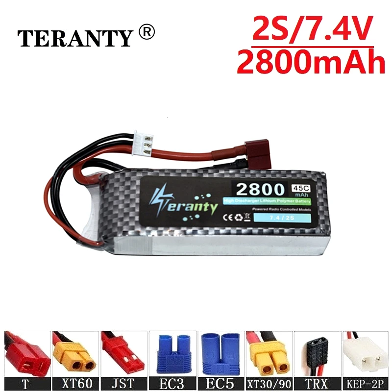 Предотвращение столкновений 2s 7 4 v 2800maH 45C RC Drones Batterry для лодки автомобиля запасная