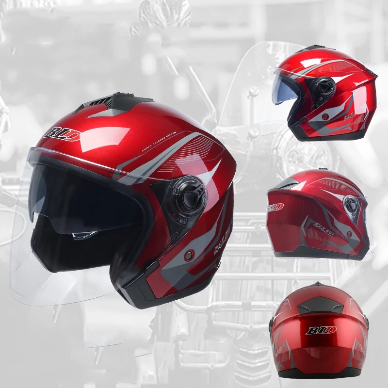 Классический мотоциклетный шлем ABS полузащитный с двойными линзами для женщин и