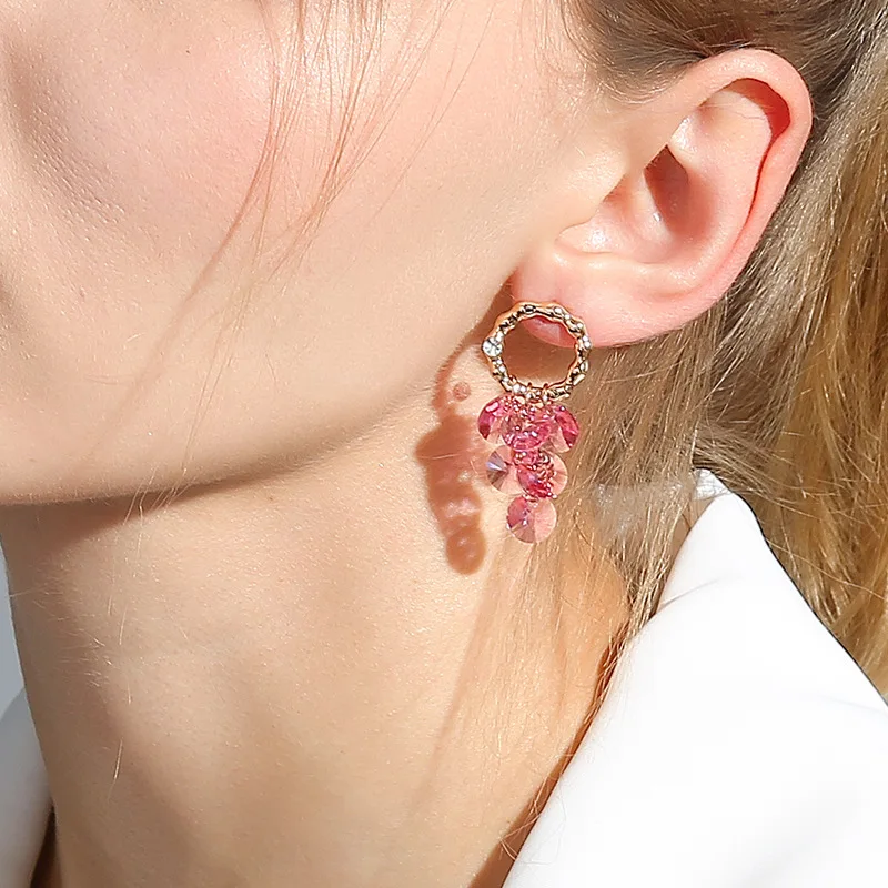 Серьги кольца женские гипоаллергенные с кристаллами|Серьги-подвески| |